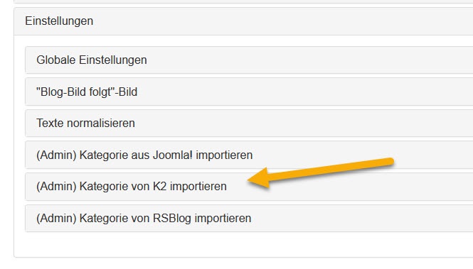 Import von k2-Artikeln aus Joomla zum cmsgenial blog in 1 Minute