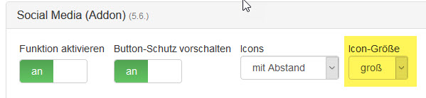 Größe der Social-Media Buttons jetzt einstellbar