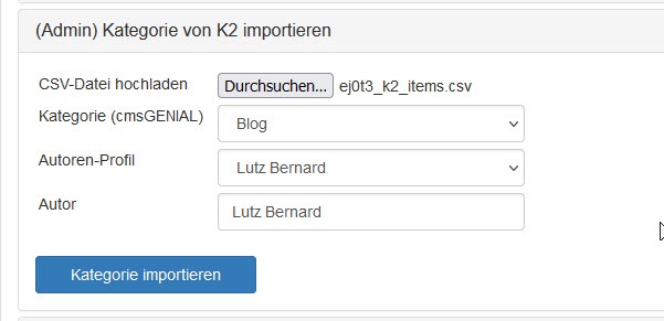 Import von k2-Artikeln aus Joomla zum cmsgenial blog in 1 Minute